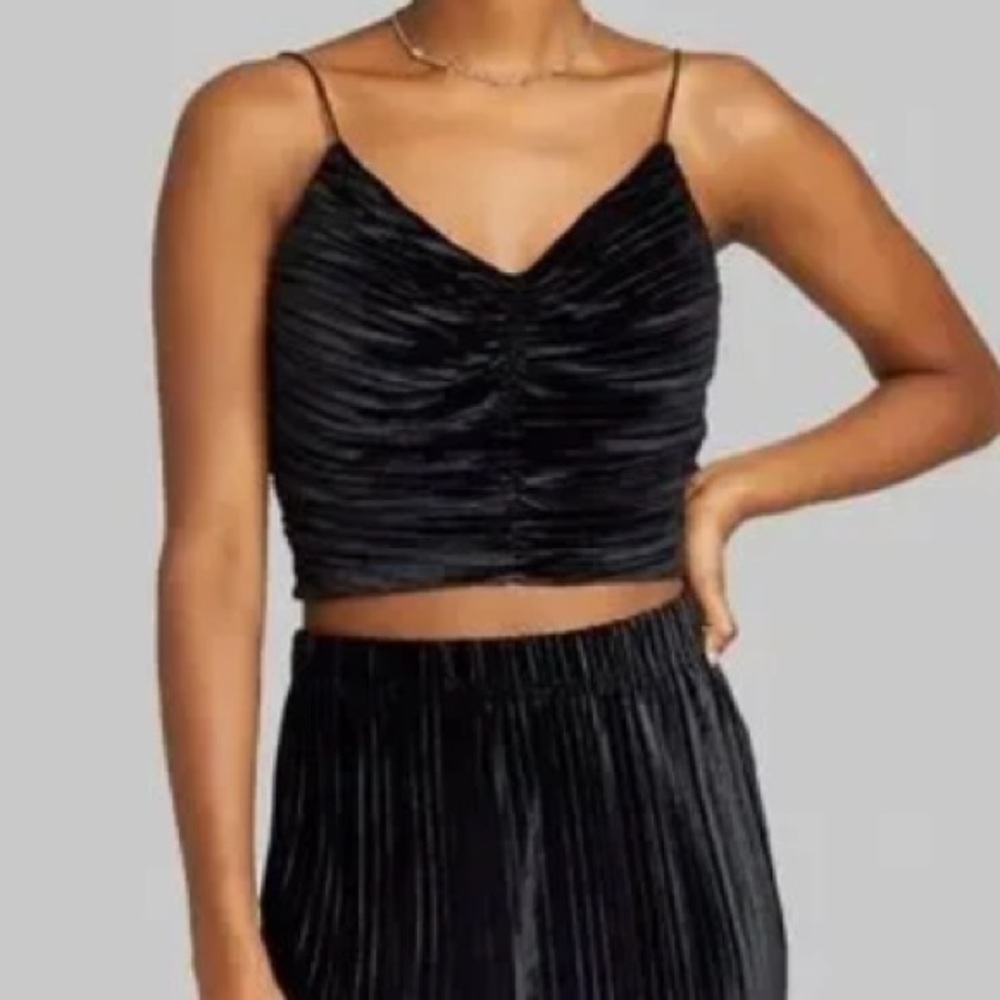 NWT Wild Fable Velvet Black Crop